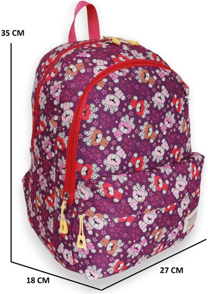 1671 Unisex Çocuk Beslenmeli Ilkokul Çantası - NKT01671-MOR-TEK Ebat modelleri