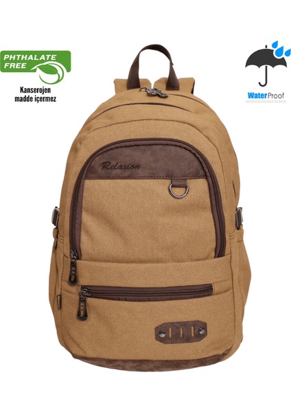 1672 Unisex Anatomik Sırtlı Laptop Bölmeli Seyehat Spor ve Okul Çantası - NKT01672-HARDAL-TEK Ebat