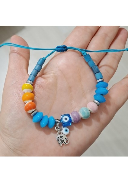 Toprak Boncuklu Hint Cam Boncuklu Nazar Boncuklu Fil Sallantılı Bileklik modelleri