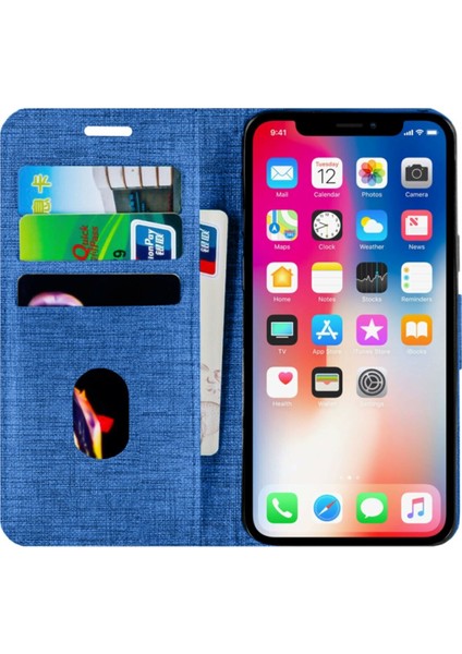 Apple Iphone 14 Pro Kartvizitli Cüzdan Kılıf Mavi