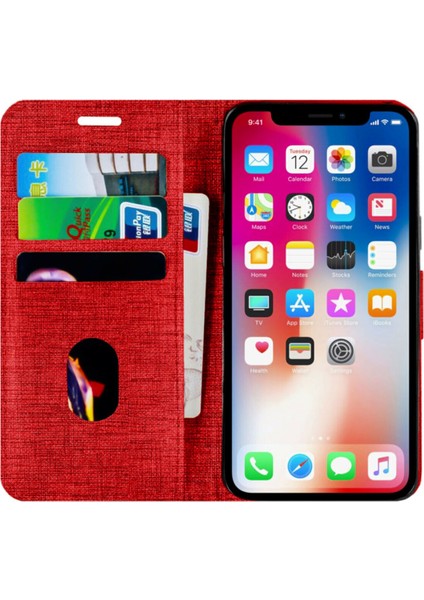 Apple Iphone 11 Kartvizitli Cüzdan Kılıf Kırmızı