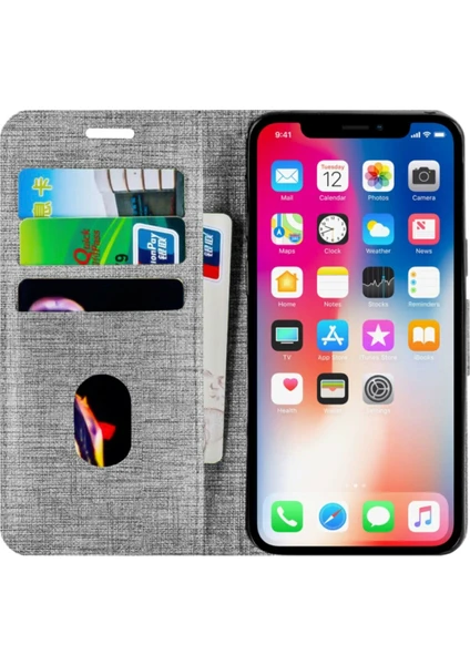 Apple Iphone 11 Kartvizitli Cüzdan Kılıf Gri