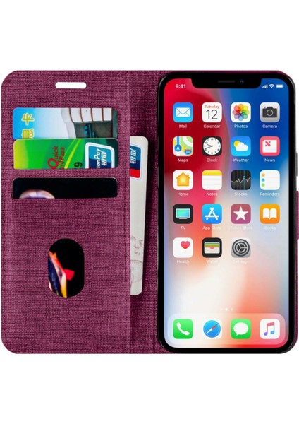 Apple Iphone 12 Pro Max Kartvizitli Cüzdan Kılıf Mor