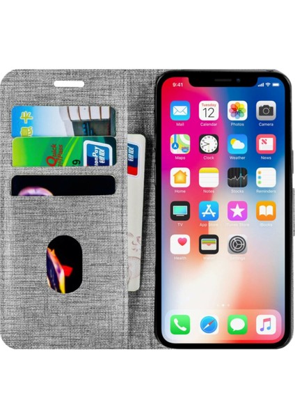 Apple Iphone 11 Pro Max Kartvizitli Cüzdan Kılıf Gri