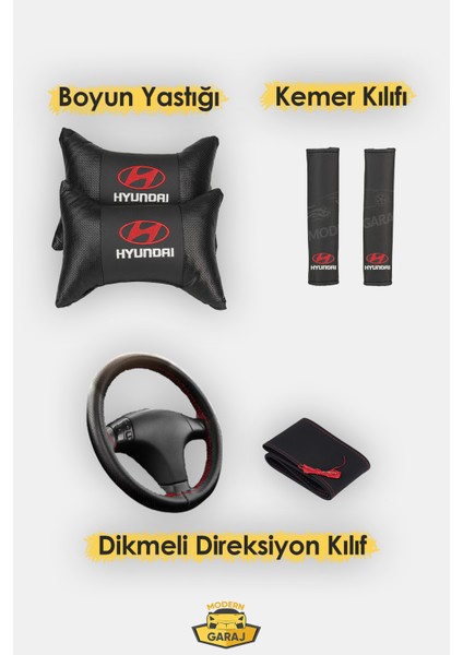 Hyundai Koltuk Kılıfı Hyundai Boyun Yastığı Hyundai Kemer Pedi Hyundai Dikmeli Direksiyon Kılıfı Hyundaisetsiyah