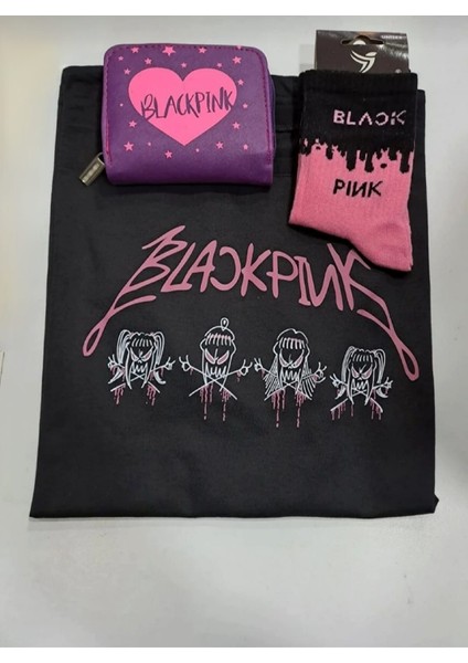 Blackpink T-Shirt Cüzdan Çorap Kombin