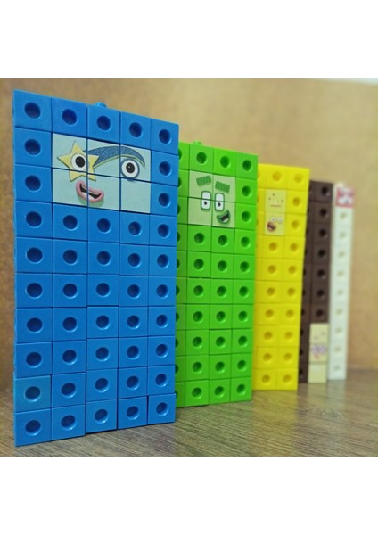Number Blocks 10-20-30-40-50 Matematik Eğitici Küpler 2 cm Numberblocks