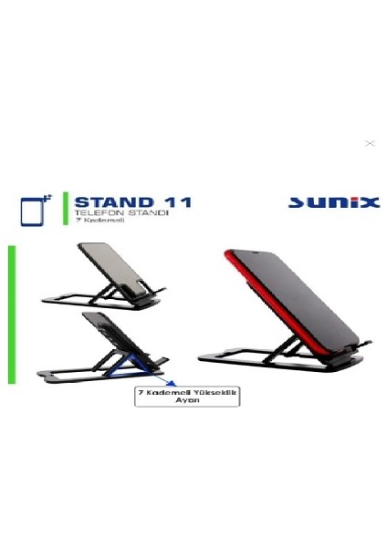 7 Kademli Yükseklik Ayarı Telefon Standı Stand-11 (Siyah)