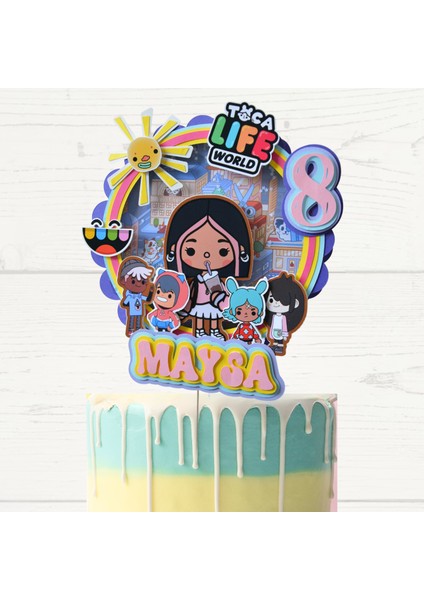 3D Pasta Süsü - Toca Boca Life World Temalı - Kız/erkek Çocuk Doğum Günü Pasta Süsü - Toca Boca Pasta/parti Süsü - Cake Topper (19X18CM)