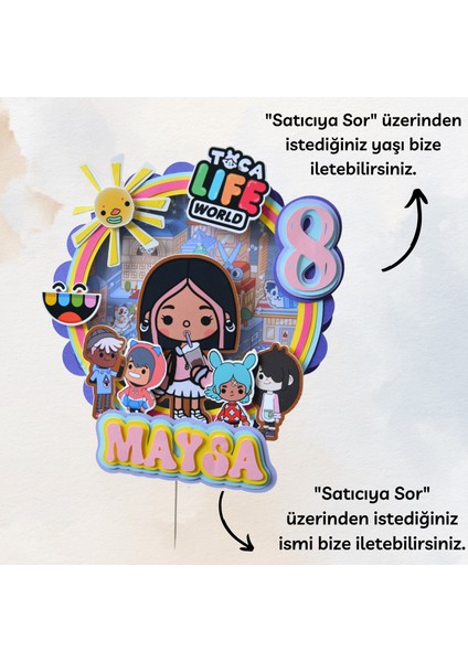 3D Pasta Süsü - Toca Boca Life World Temalı - Kız/erkek Çocuk Doğum Günü Pasta Süsü - Toca Boca Pasta/parti Süsü - Cake Topper (19X18CM) fiyatları