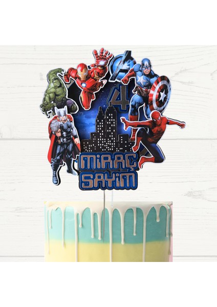 Cake Topper 3D Pasta Süsü - Avengers Süper Kahramanlar Temalı - Erkek Çocuk Doğum Günü Pasta Süsü - Avengers Pasta/parti Süsü - Cake Topper (19X18CM)