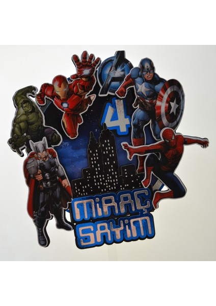 Cake Topper 3D Pasta Süsü - Avengers Süper Kahramanlar Temalı - Erkek Çocuk Doğum Günü Pasta Süsü - Avengers Pasta/parti Süsü - Cake Topper (19X18CM)