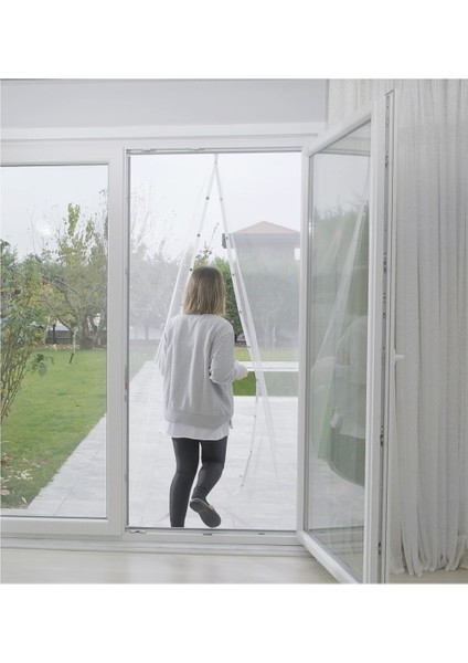 Pratik Manyetik Mıknatıslı Beyaz Kapı Sinekliği Tülü 105 x 210 cm