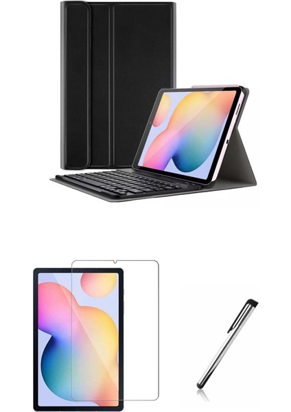 Samsung Galaxy Tab A SM-T290 Uyumlu Kablosuz Klavyeli Standlı Kılıf Cam Set