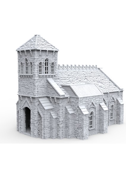 Ancrabourg - Şehir Evleri -Chapel - Chapel - Masaüstü Strateji Oyunu Aksesuarları Fantastik Dünya ve Dungeon And Dragons 15MM 28MM 32MM Uyumlu modelleri