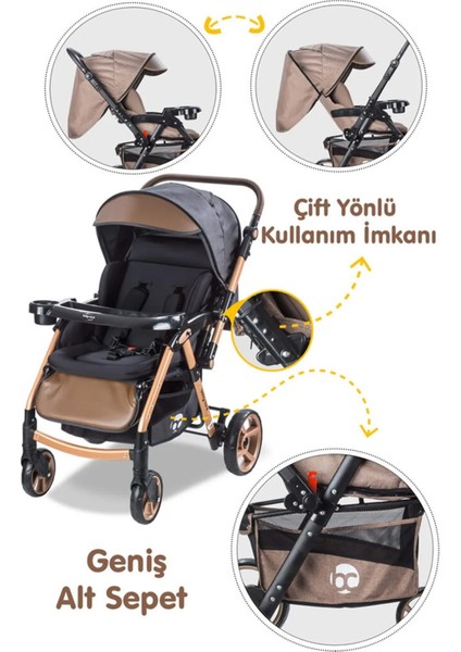 BC500 Combo Maxi Pro Bebek Arabası Gold-Siyah