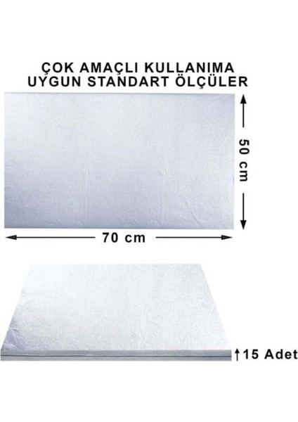 Roco Paper Pelur Kağıt 17 Gr/m. & 50*70 cm - 15'li Paket Gümüş Renk
