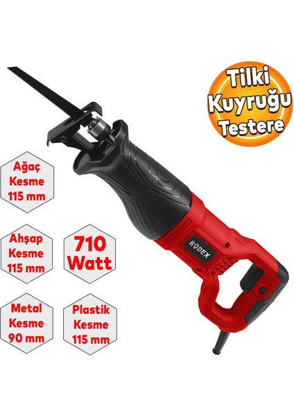 RDX9071 Ahşap Metal Et Kemik Kesme Tilki Kuyruğu Testere 710W 115 mm