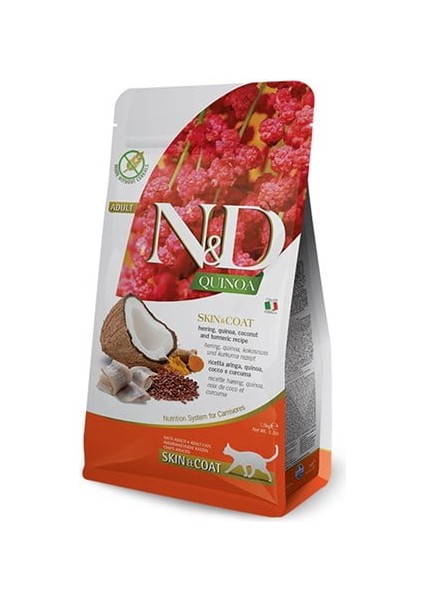 Nd Quinoa Skin Coat Ringa Balığı Yetişkin Kedi Maması 1.5 kg