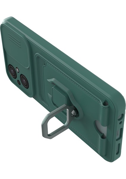 Xiaomi Poco M5 Kılıf Zuma Kartvizitli Yüzüklü Silikon - Yeşil 300099 modelleri