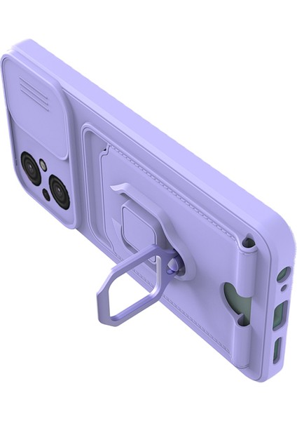 Xiaomi Poco M5 Kılıf Zuma Kartvizitli Yüzüklü Silikon - Lila 300099 modelleri