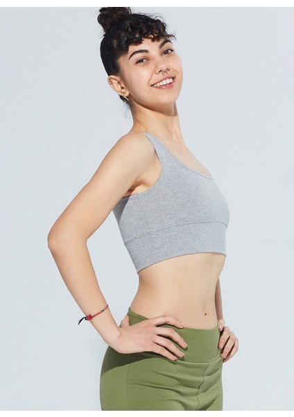 Lori Kare Yaka Organik Pamuk Örme Crop Body 1106