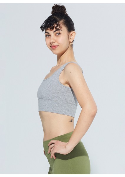 Lori Kare Yaka Organik Pamuk Örme Crop Body 1106