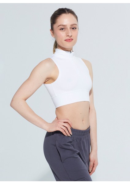 Mila Dik Yaka Fermuar Detaylı Organik Pamuk Örme Crop Body 1107 fırsatları
