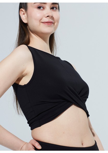 Zoe Bisiklet Yaka Kruvaze Model Örme Crop T-Shirt 1111 fiyatları