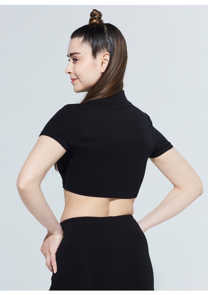 Laura Dik Yaka Ribanalı Organik Pamuk Örme Crop T-Shirt 1110 fiyatları