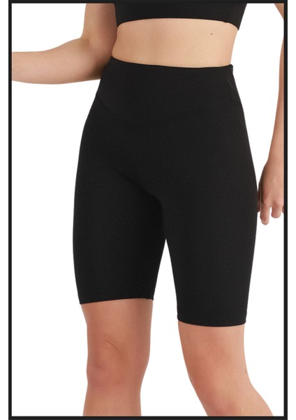Kadın Siyah Yüksek Bel Toparlayıcı Kısa Spor Tayt Biker Şort Basics Casual & Comfort 1070 fiyatları