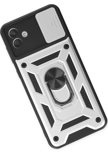 Samsung Galaxy A04 Kılıf Pars Lens Yüzüklü Silikon - Gümüş Mrayd modelleri