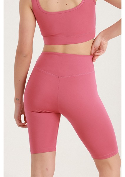 Kadın Gül Kurusu Yüksek Bel Toparlayıcı Kısa Spor Tayt Biker Şort Basics Casual & Comfort 1070 fiyatları