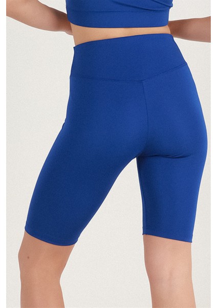 Kadın Sax Mavi Yüksek Bel Toparlayıcı Kısa Spor Tayt Biker Şort Basics Casual & Comfort 1070 modelleri