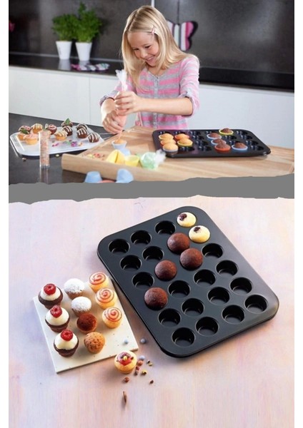 Muffin Kalıbı 24'Lü Cupcake Kapsülü Fırın Mini Kek Browni Kekstra Kurabiye Kalıbı Muffin Baking Pan