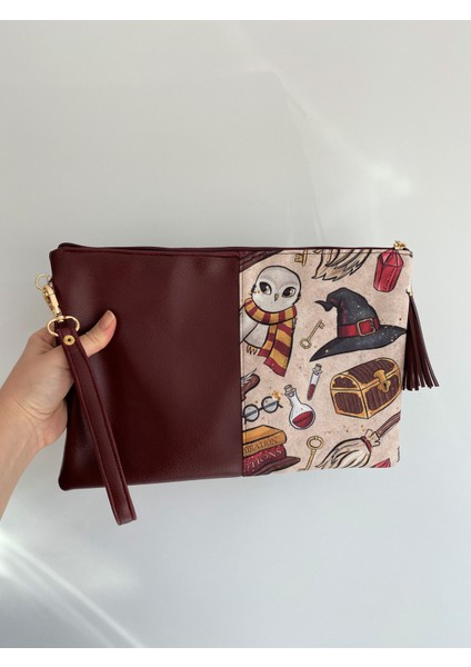 Talkıng Dreams Bordo Baykuş Desenli Clutch