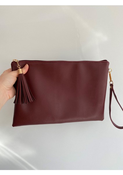 Talkıng Dreams Bordo Baykuş Desenli Clutch