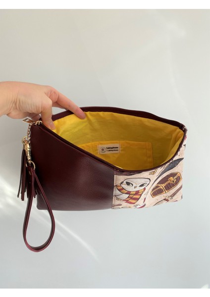 Talkıng Dreams Bordo Baykuş Desenli Clutch