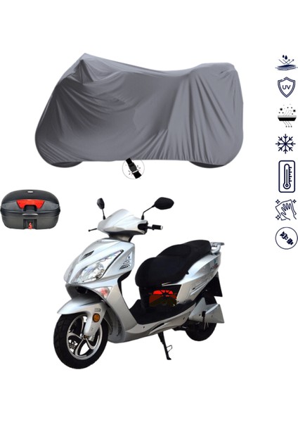 Bisan Teos 125 Çantalı Motosiklet Branda Su Geçirmez Topcase Uyumlu Motor Branda