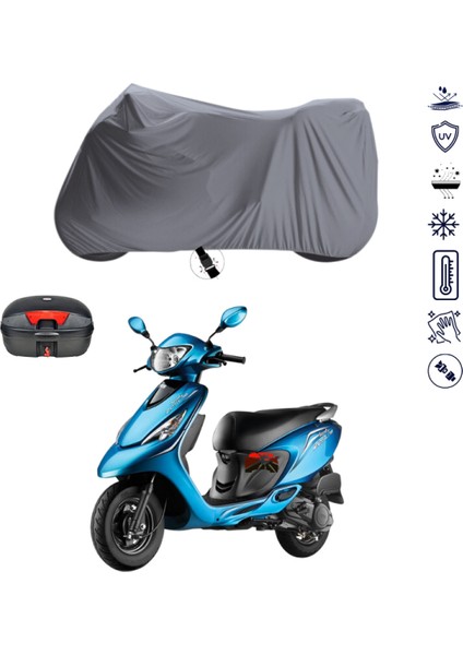 Tvs Scooty Zest 110 Çantalı Motosiklet Branda Su Geçirmez Topcase Uyumlu Motor Branda