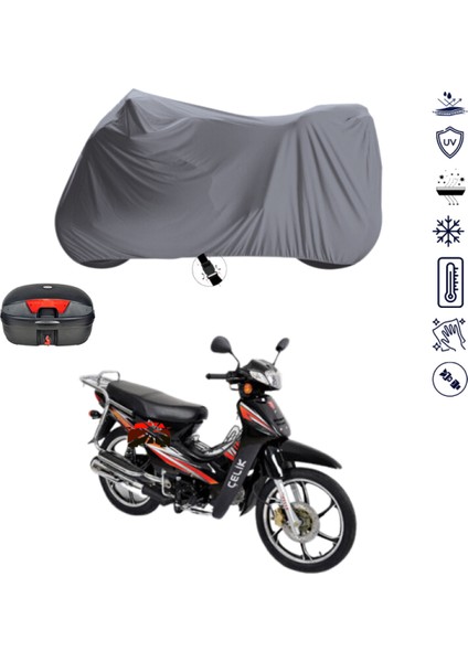 Çelik Motor 100CC Çantalı Motosiklet Branda Su Geçirmez Topcase Uyumlu Motor Branda
