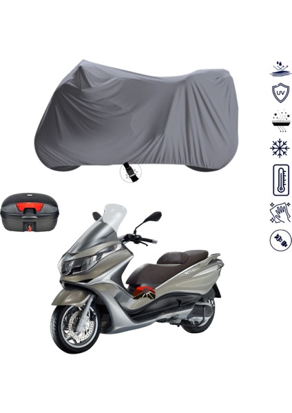 Piaggio X10 350 Çantalı Motosiklet Branda Su Geçirmez Topcase Uyumlu Motor Branda