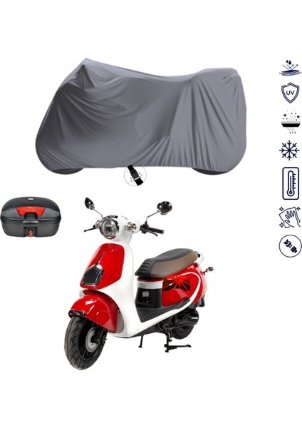 Daelim Aroma 125 Çantalı Motosiklet Branda Su Geçirmez Topcase Uyumlu Motor Branda