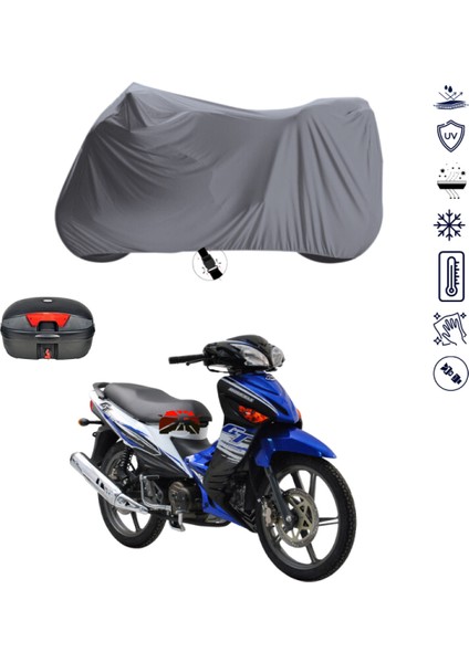 Modenas Gt 135 Çantalı Motosiklet Branda Su Geçirmez Topcase Uyumlu Motor Branda