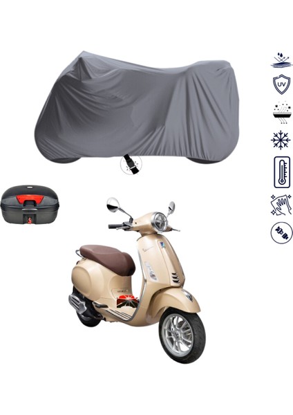 Vespa Primavera 150 Çantalı Motosiklet Branda Su Geçirmez Topcase Uyumlu Motor Branda