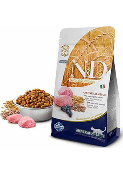 Ancestral Grain Kuzu Etli ve Yaban Mersinli Ata Tahıllı Yetişkin Kedi Maması 1,5 Kg