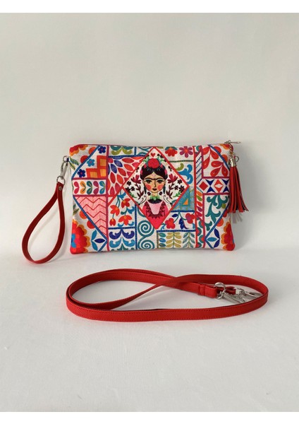 Talkıng Dreams Frida Desenli Uzun Saplı Clutch