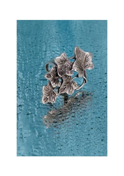 Gümüş Kaplama Antik Çelik Ayarlanabilinir Yaprak Yüzük modelleri