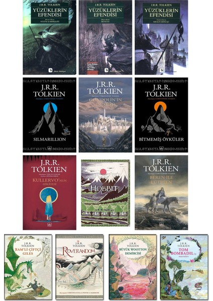 Ithaki Yayınları - Yüzüklerin Efendisi 1-2-3 + Silmarillion + Gondolin’in Düşüşü + Bitmemiş Öyküler + Kullervo’nun Hikayesi + Beren Ile Luthien + Hobbit + Roverandom / J.r.r. Tolkien – 13’lü Kitap Set