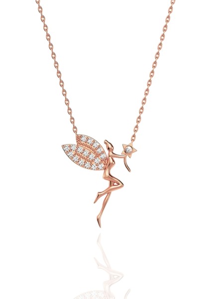 925 Ayar Gümüş Rose Kaplama Zirkon Taşlı Su Perisi Kolye